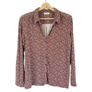 Caroll L'Engage European Paisley Button Up Top w Shoulder Pads Cottagecore Boho